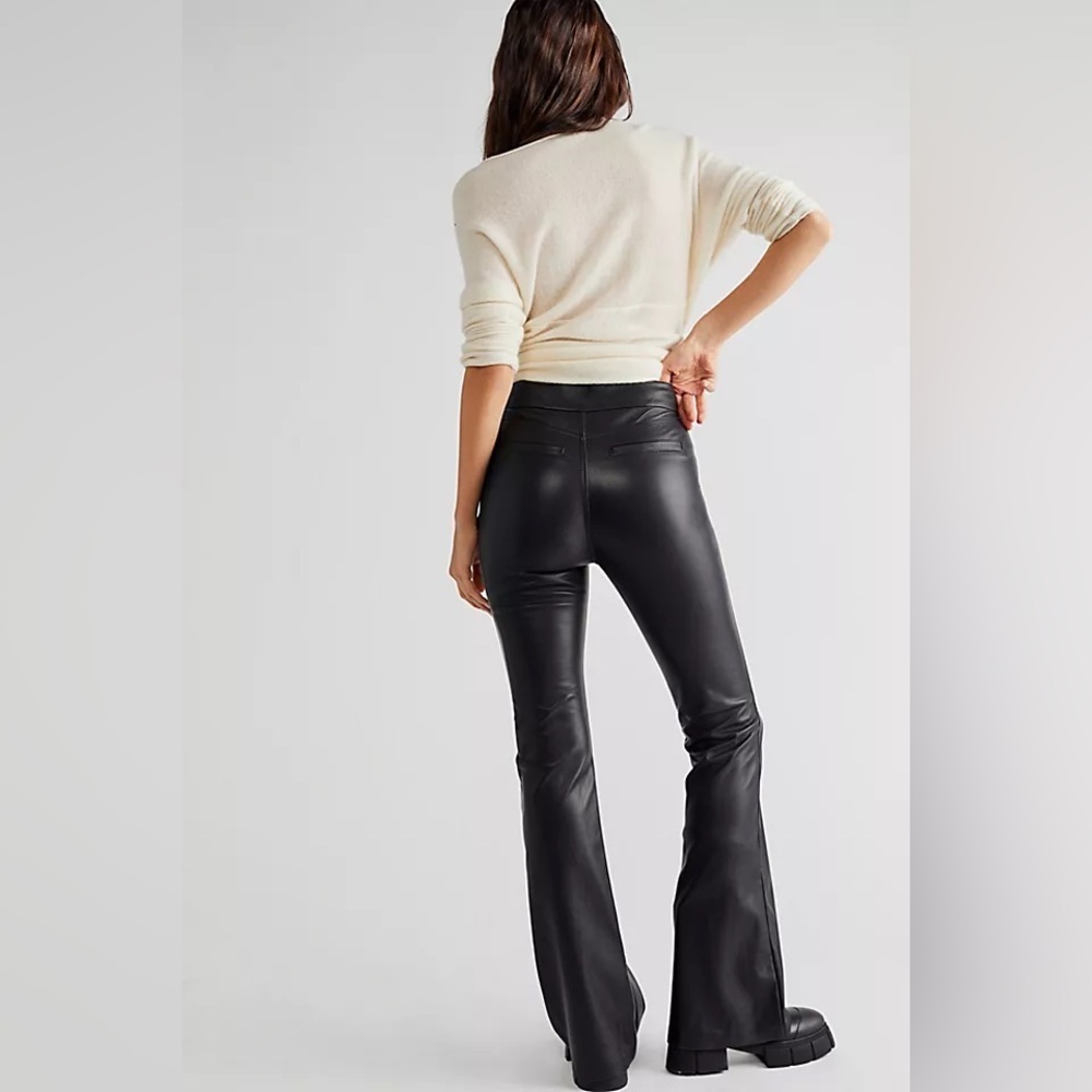 Free People Vegan Leather Flare Pants Black - Picture 13 of 14